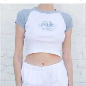 Brandy melville heaven sent blue and white top